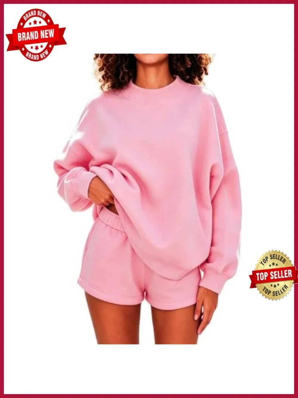 2 Piece Lounge Set Oversized Sweatshirt & Shorts Women Casual Matching Tracksuit